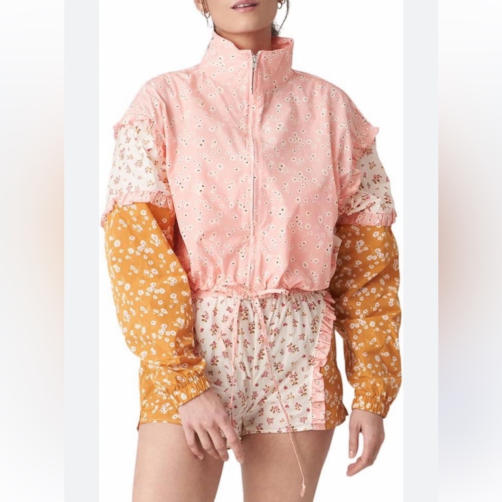 Sincerely Jules for Bandier floral set the Wilder nylon Shorts Jacket Soldout XS